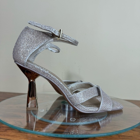 Franco Sarto Rania Ankle Strap Sandal - platinum glitter - size 6 - Picture 8 of 16